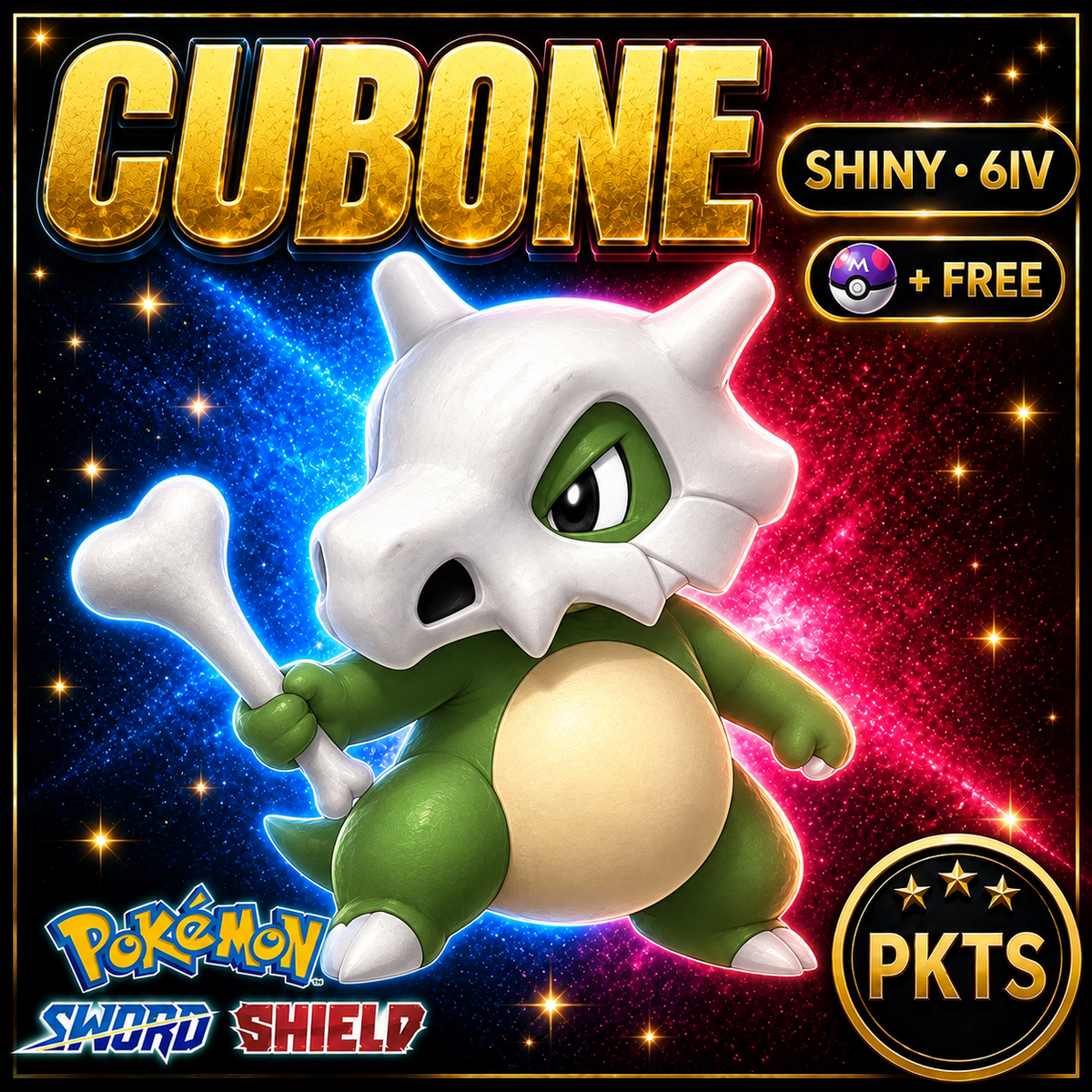 Shiny Cubone Pokémon Sword Shield 6IV PKTS Image 1
