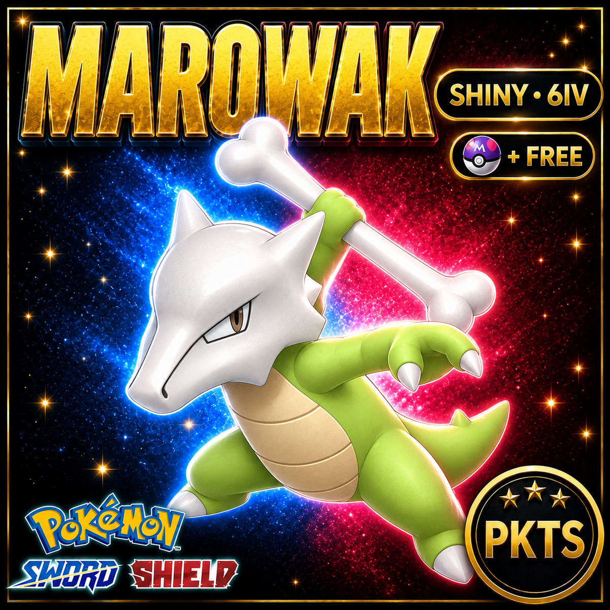 Shiny Marowak Pokémon Sword Shield 6IV PKTS Image 1