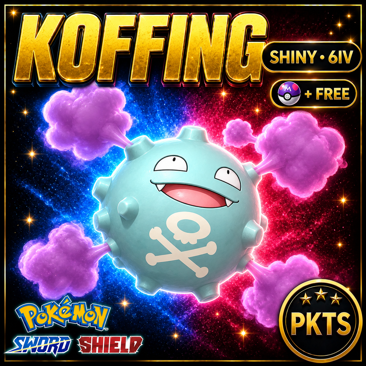 Shiny Koffing Pokémon Sword Shield 6IV PKTS Image 1
