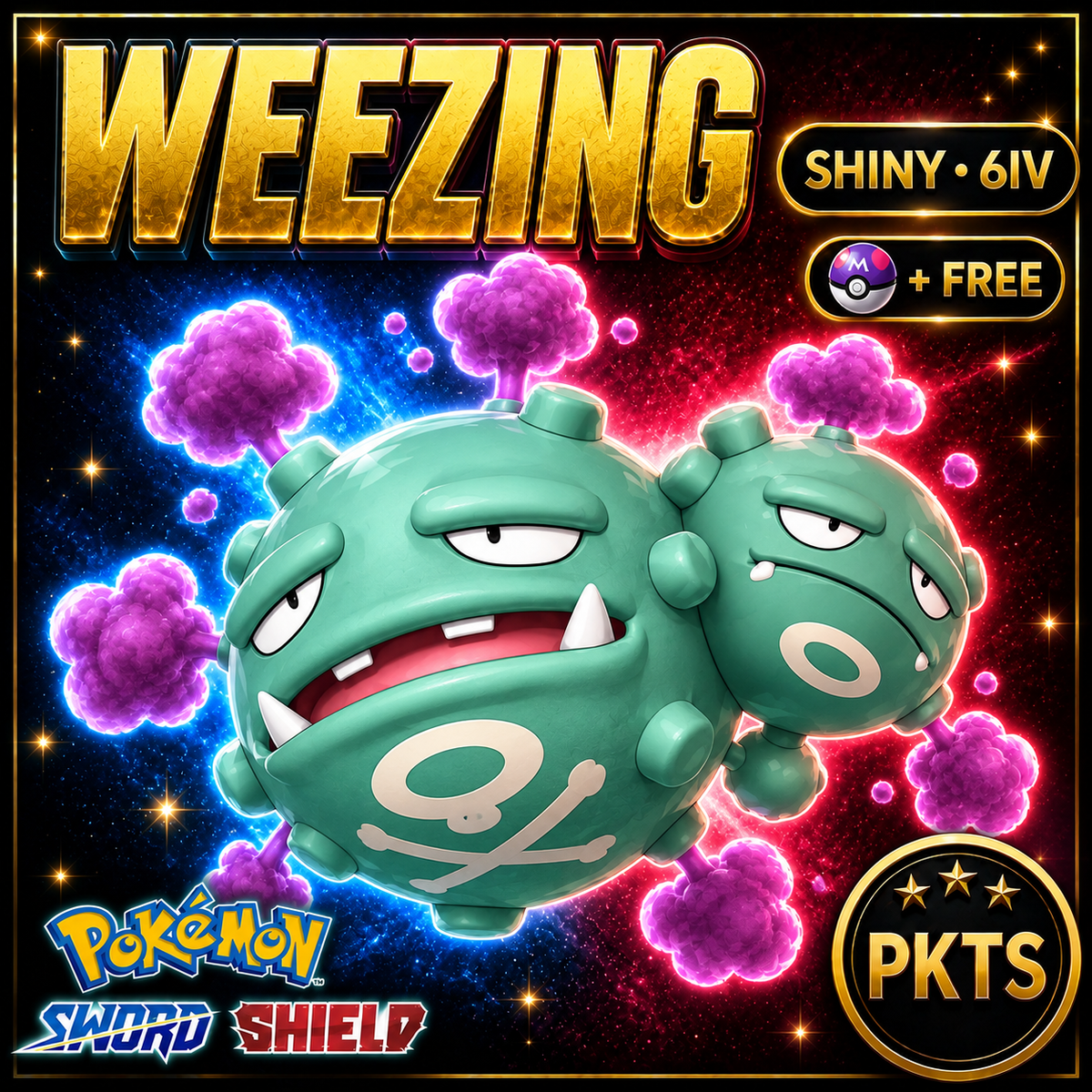 Shiny Weezing Pokémon Sword Shield 6IV PKTS Image 1