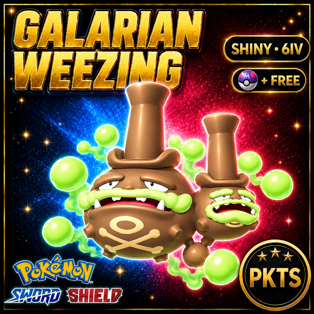 Shiny Galarian Weezing Pokémon Sword Shield 6IV PKTS Image 1