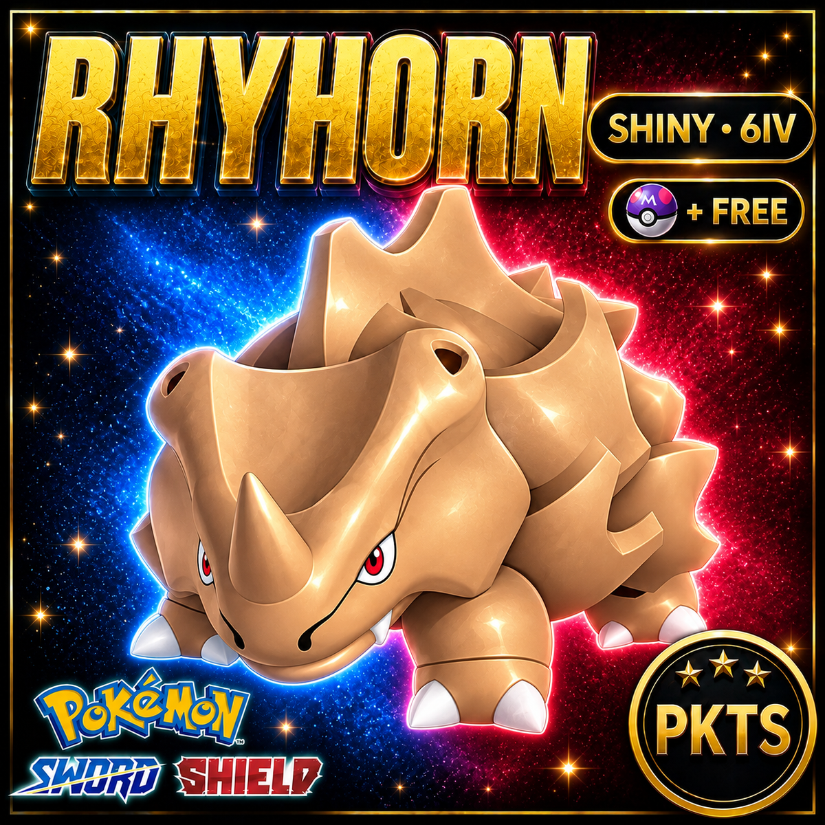 Shiny Rhyhorn Pokémon Sword Shield 6IV PKTS Image 1