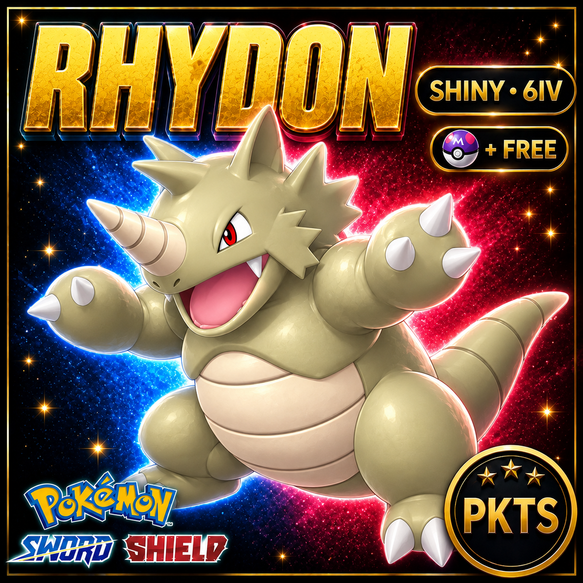 Shiny Rhydon Pokémon Sword Shield 6IV PKTS Image 1