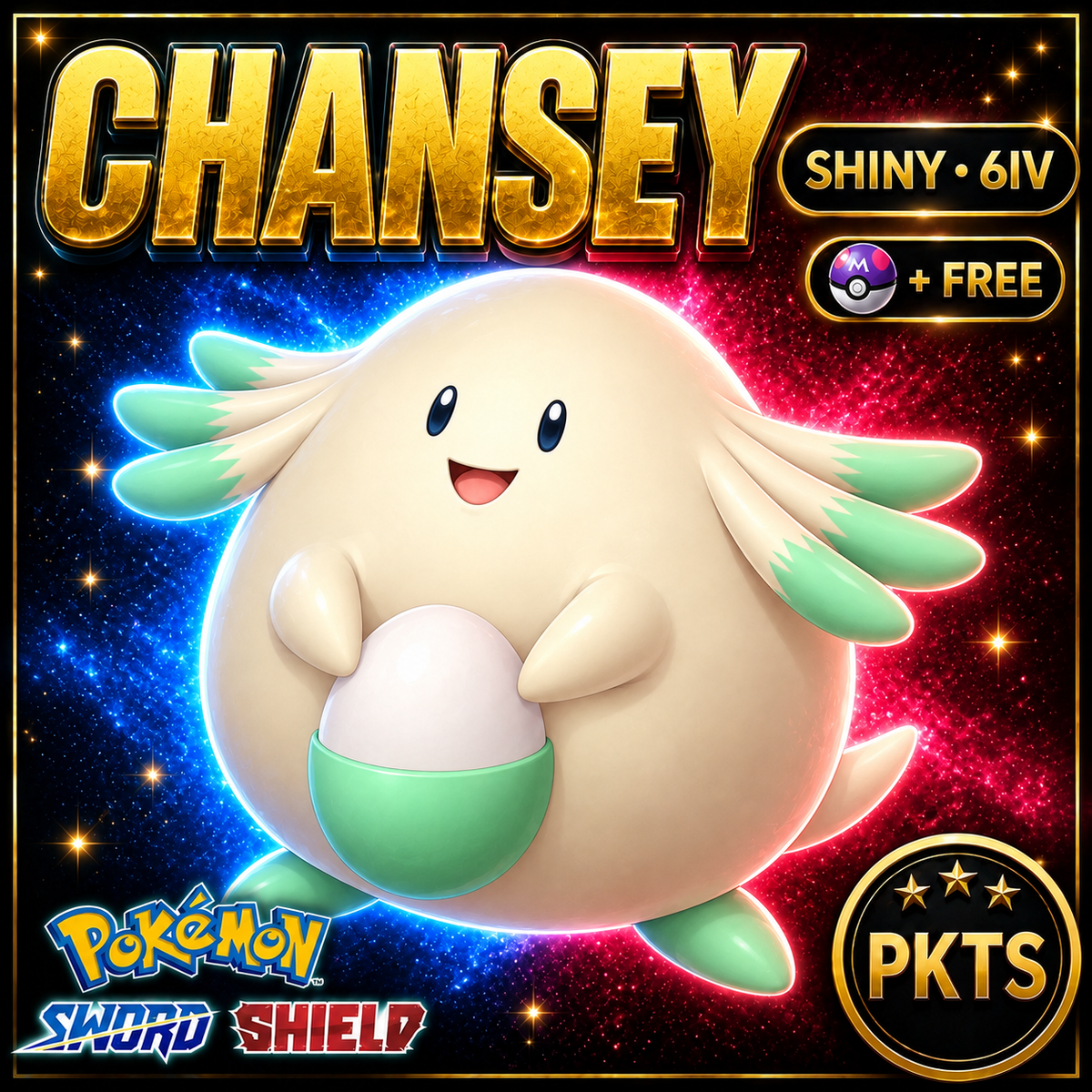 Shiny Chansey Pokémon Sword Shield 6IV PKTS Image 1
