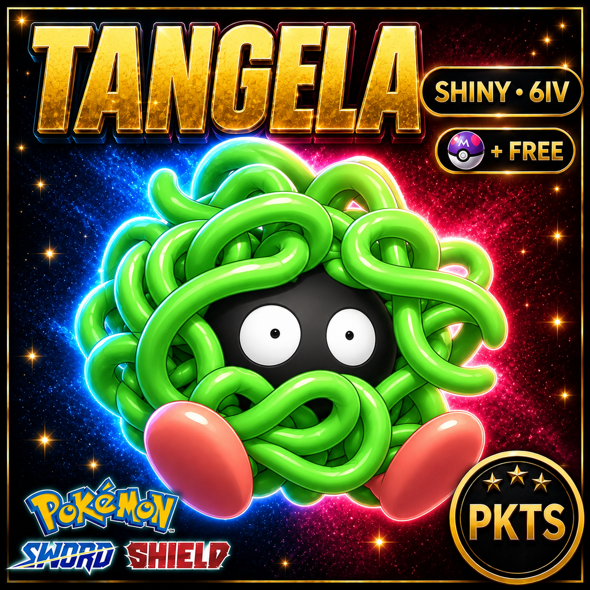 Shiny Tangela Pokémon Sword Shield 6IV PKTS Image 1