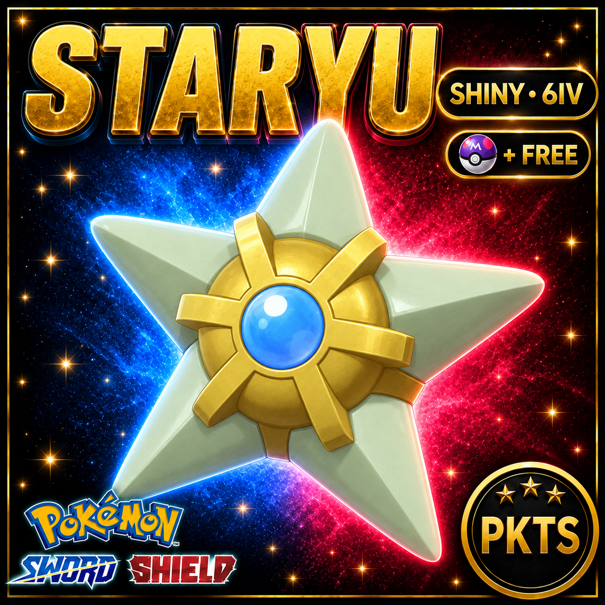 Shiny Staryu Pokémon Sword Shield 6IV PKTS Image 1
