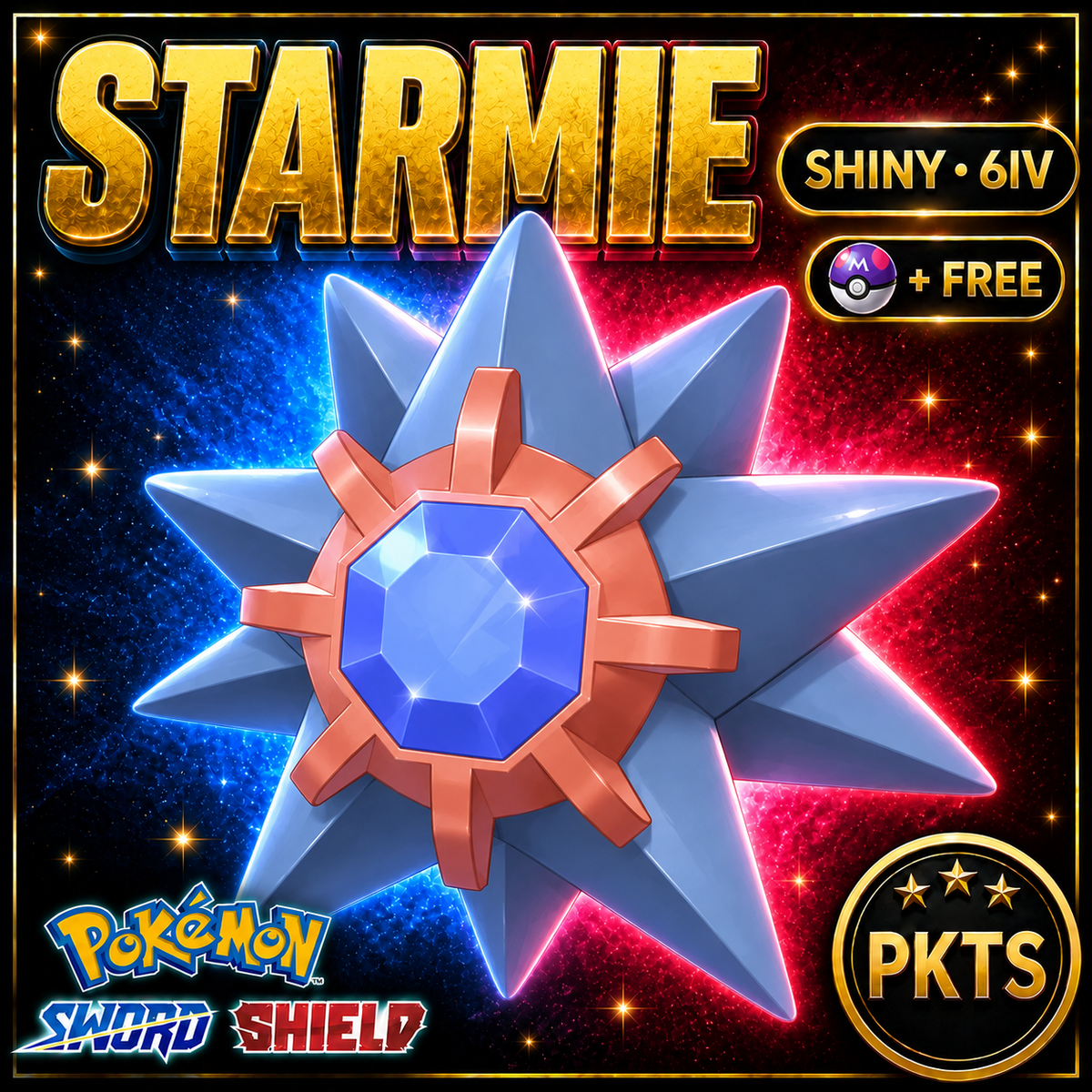 Shiny Starmie Pokémon Sword Shield 6IV PKTS Image 1