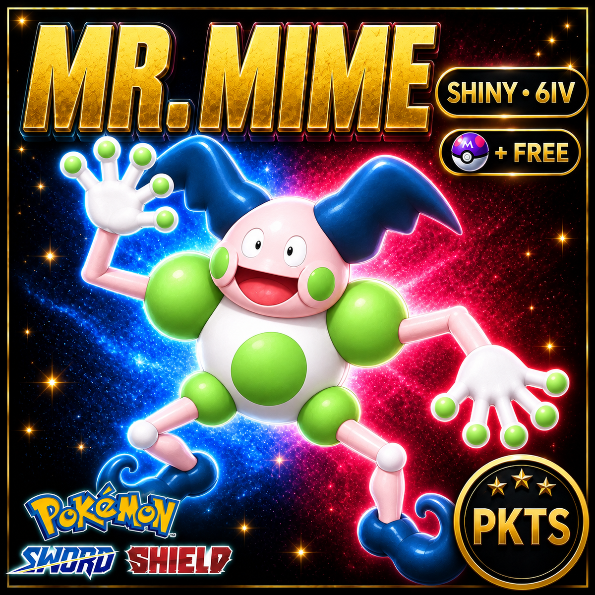 Shiny Mr. Mime Pokémon Sword Shield 6IV PKTS Image 1