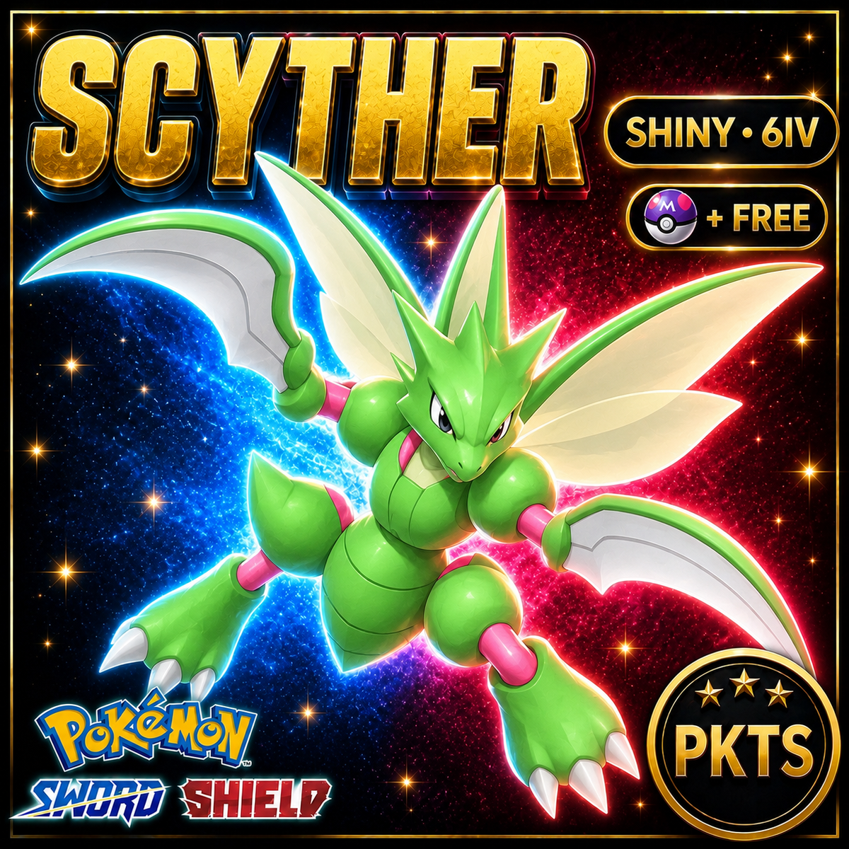 Shiny Scyther Pokémon Sword Shield 6IV PKTS Image 1