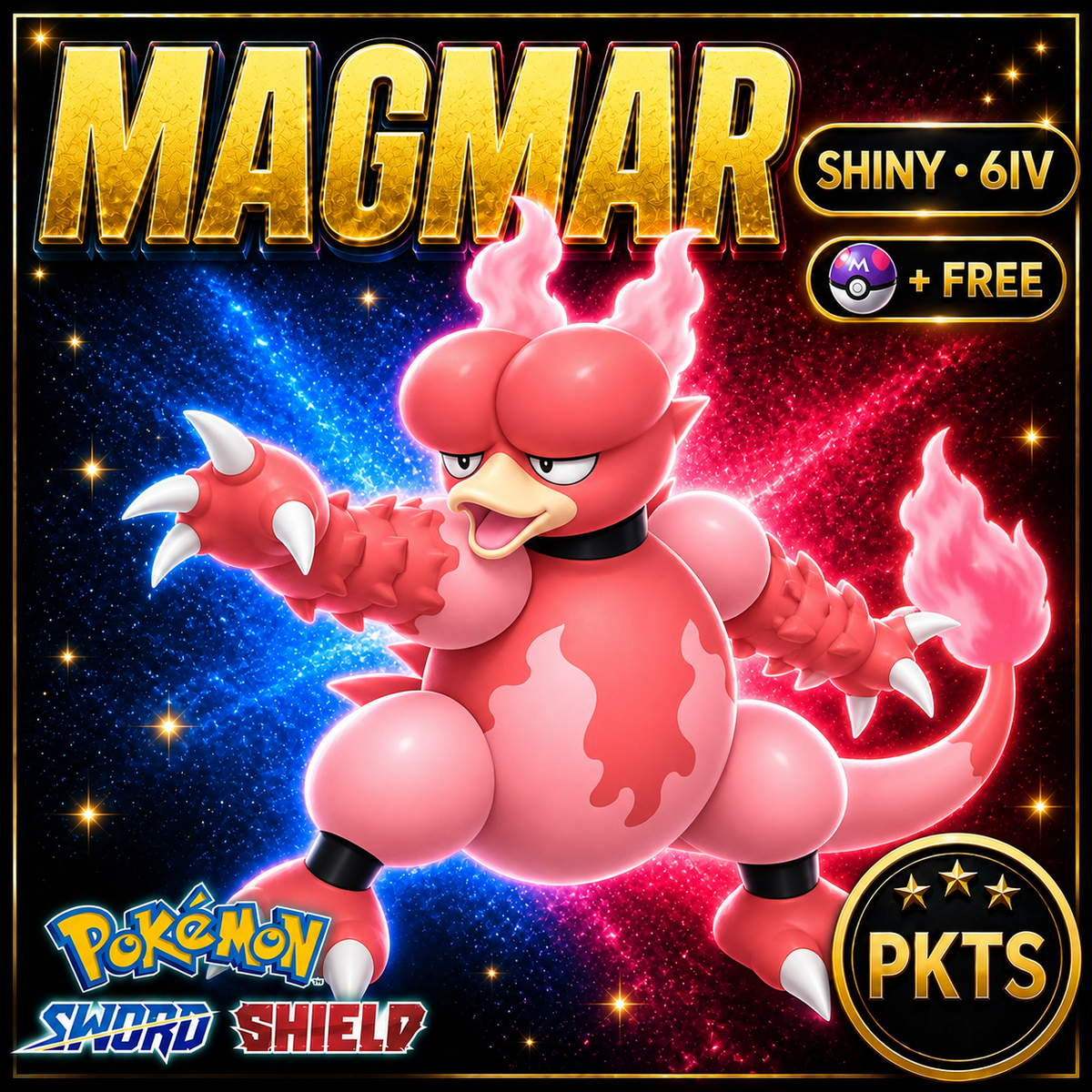Shiny Magmar Pokémon Sword Shield 6IV PKTS Image 1