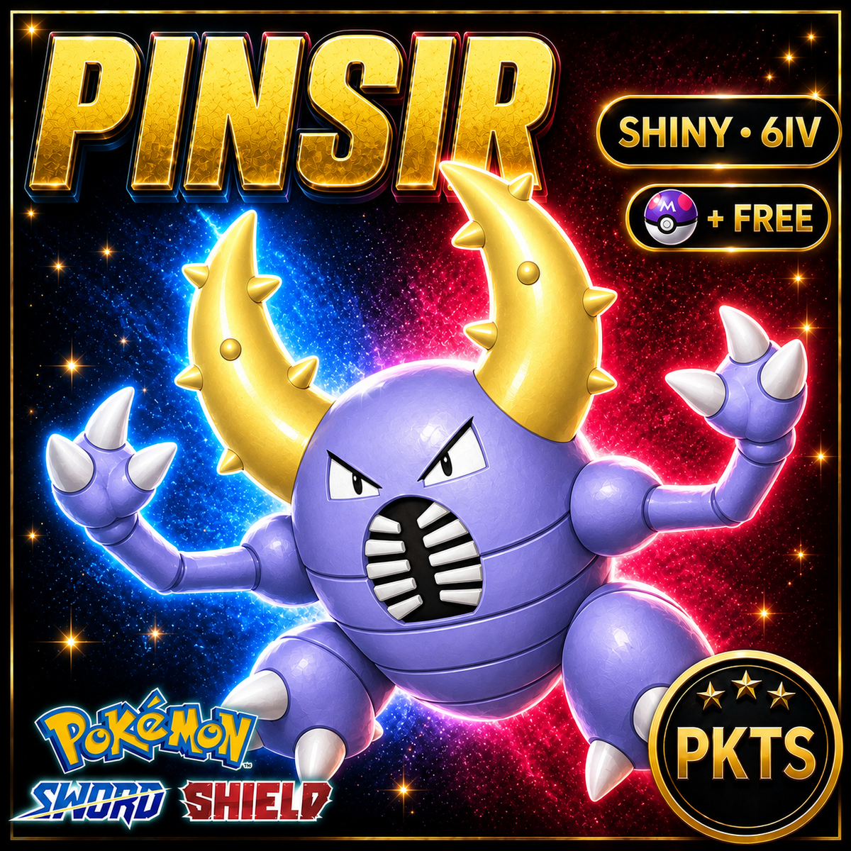 Shiny Pinsir Pokémon Sword Shield 6IV PKTS Image 1