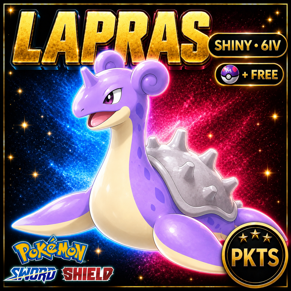 Shiny Lapras Pokémon Sword Shield 6IV PKTS Image 1