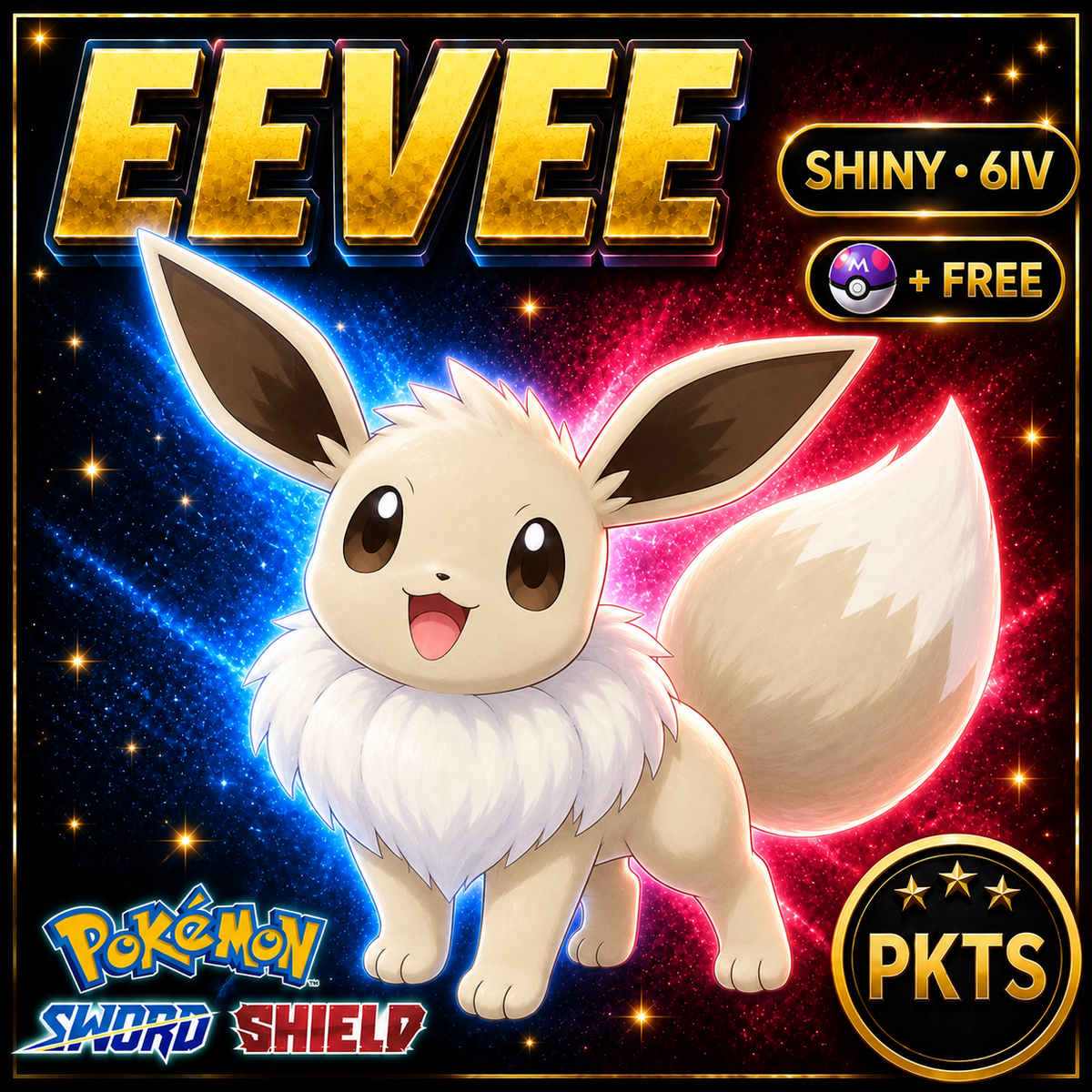 Shiny Eevee Pokémon Sword Shield 6IV PKTS Image 1