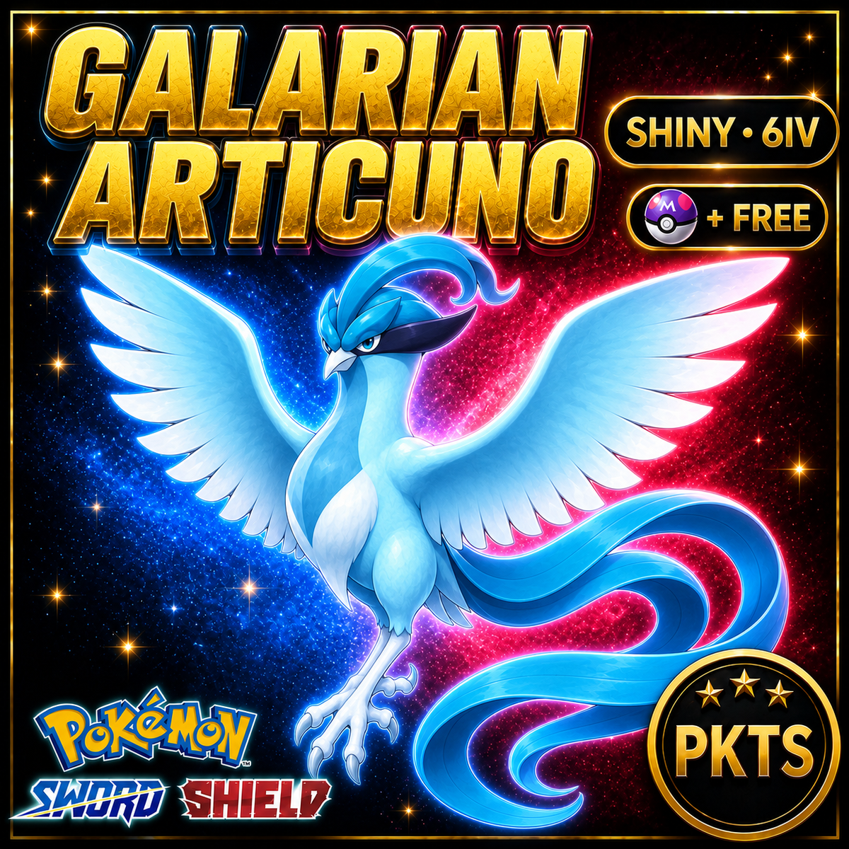 Shiny Galarian Articuno Pokémon Sword Shield 6IV PKTS Image 1