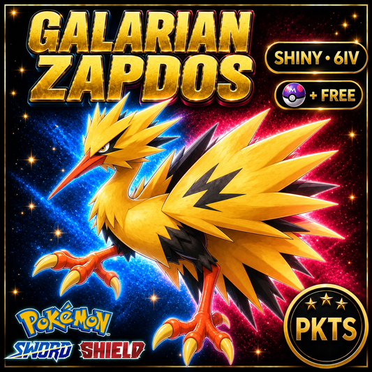Shiny Galarian Zapdos Pokémon Sword Shield 6IV PKTS Image 1