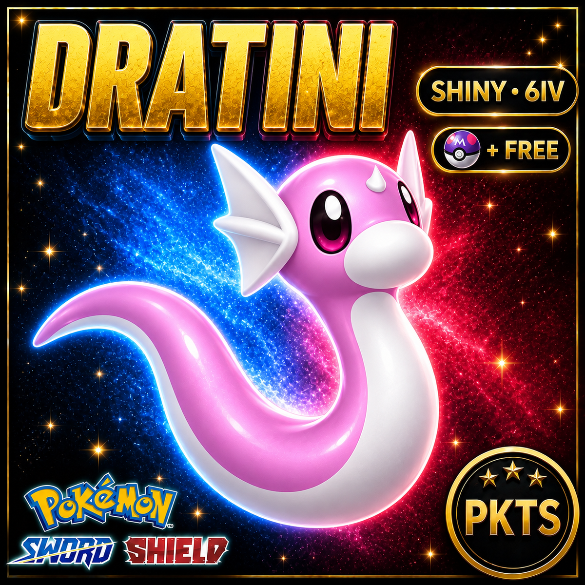 Shiny Dratini Pokémon Sword Shield 6IV PKTS Image 1