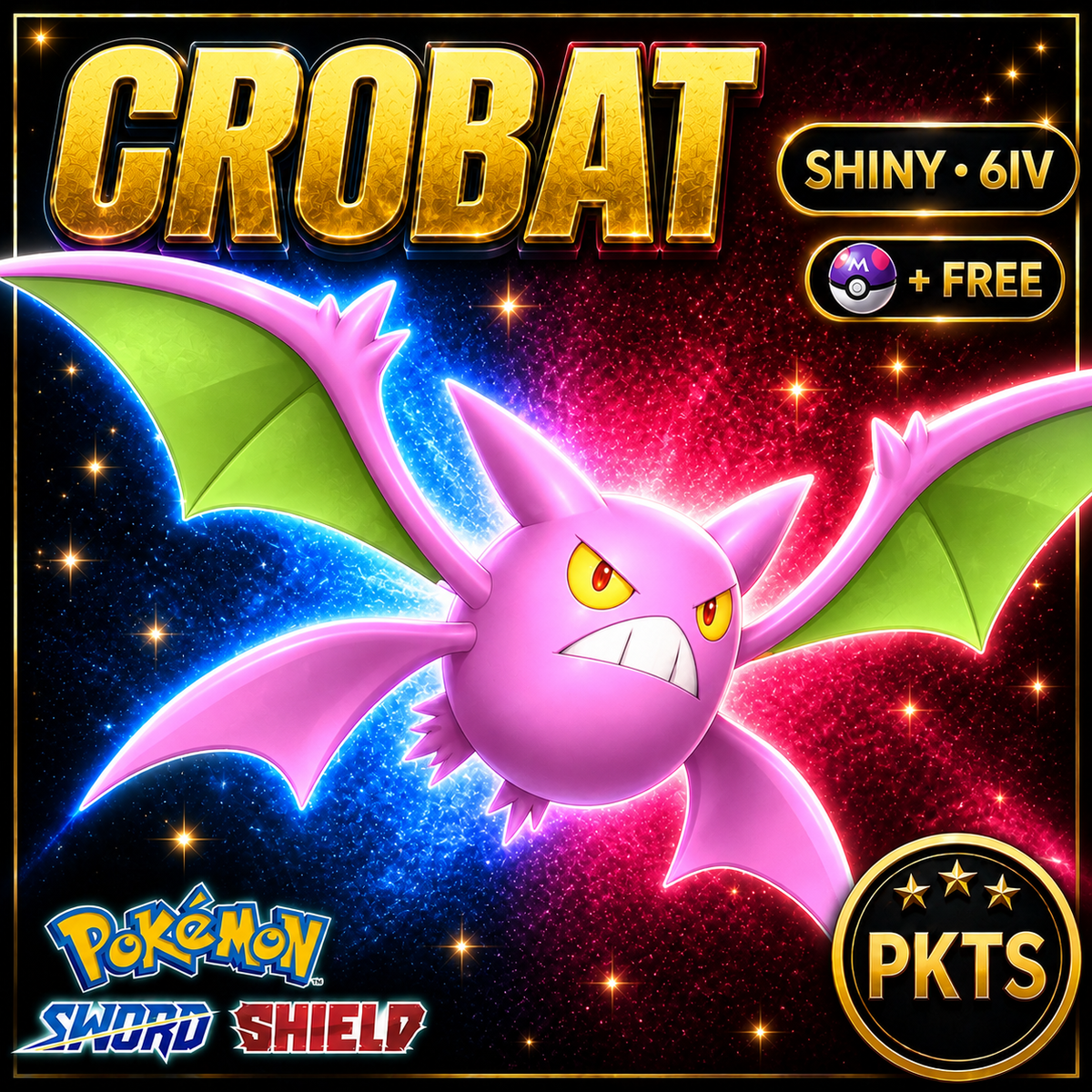 Shiny Crobat Pokémon Sword Shield 6IV PKTS Image 1