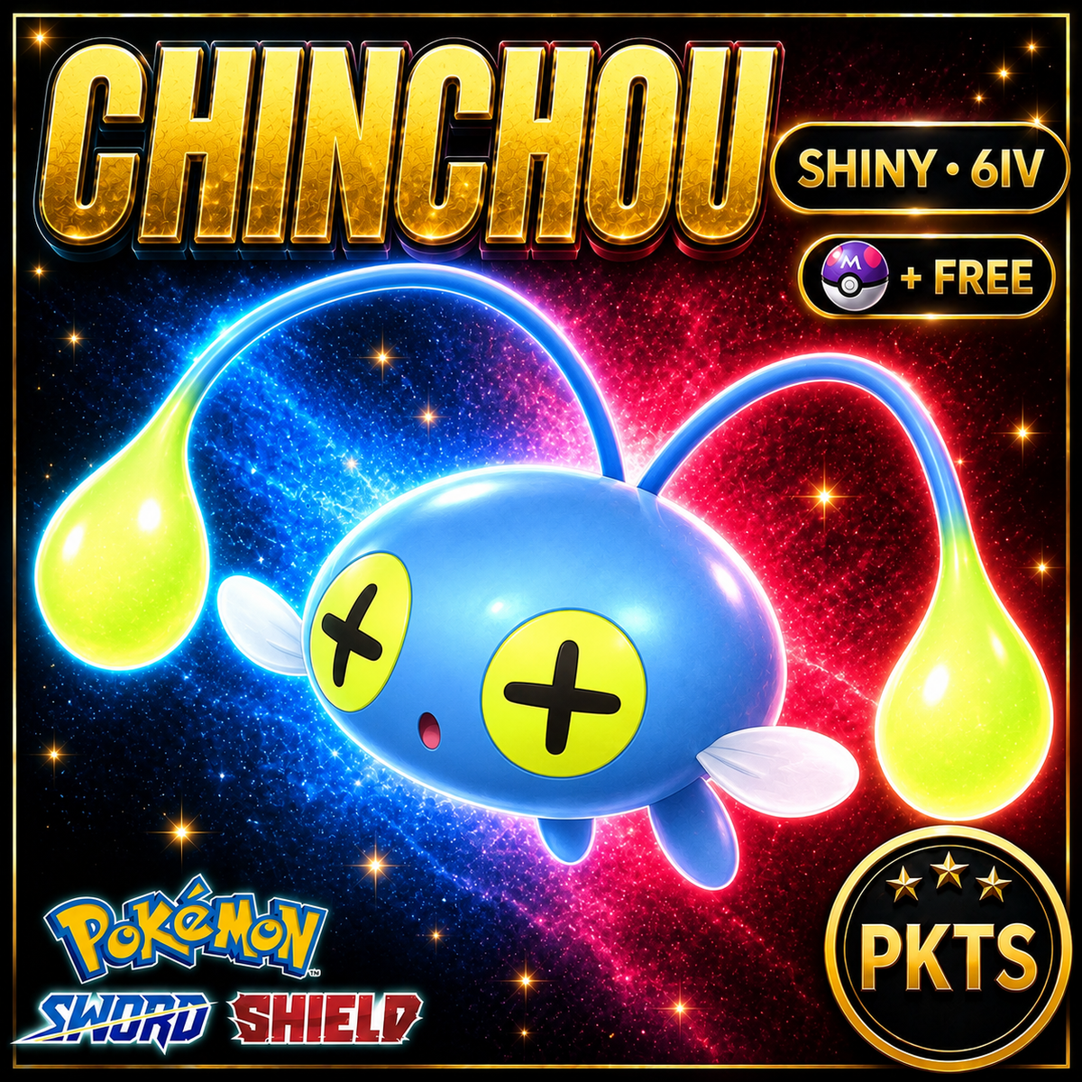Shiny Chinchou Pokémon Sword Shield 6IV PKTS Image 1