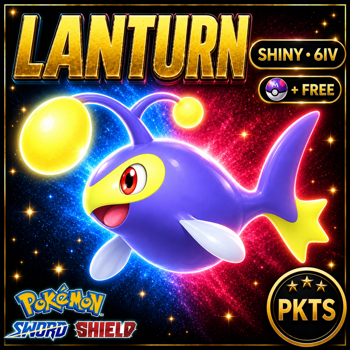 Shiny Lanturn Pokémon Sword Shield 6IV PKTS Image 1
