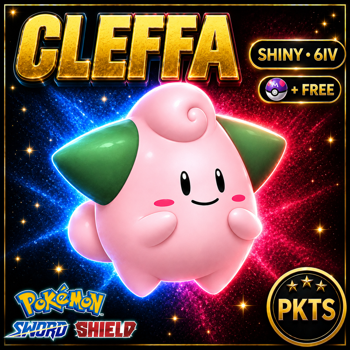 Shiny Cleffa Pokémon Sword Shield 6IV PKTS Image 1