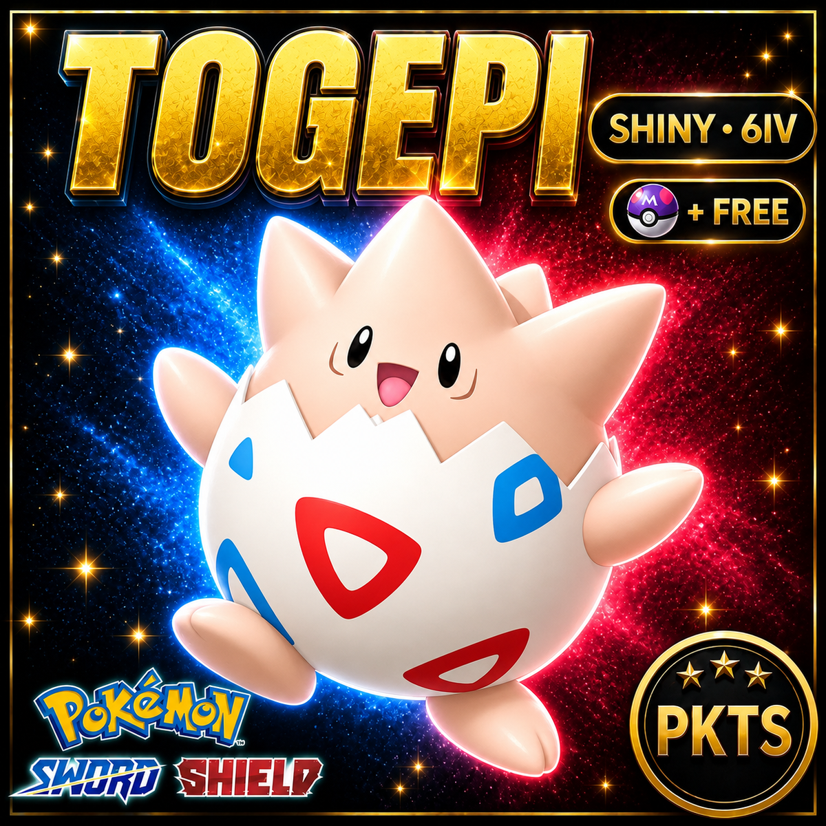 Shiny Togepi Pokémon Sword Shield 6IV PKTS Image 1