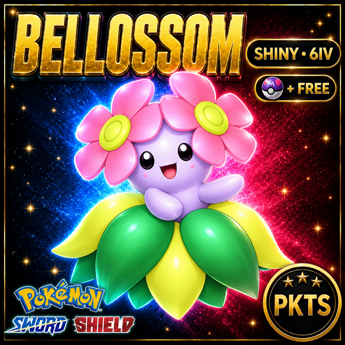Shiny Bellossom Pokémon Sword Shield 6IV PKTS Image 1