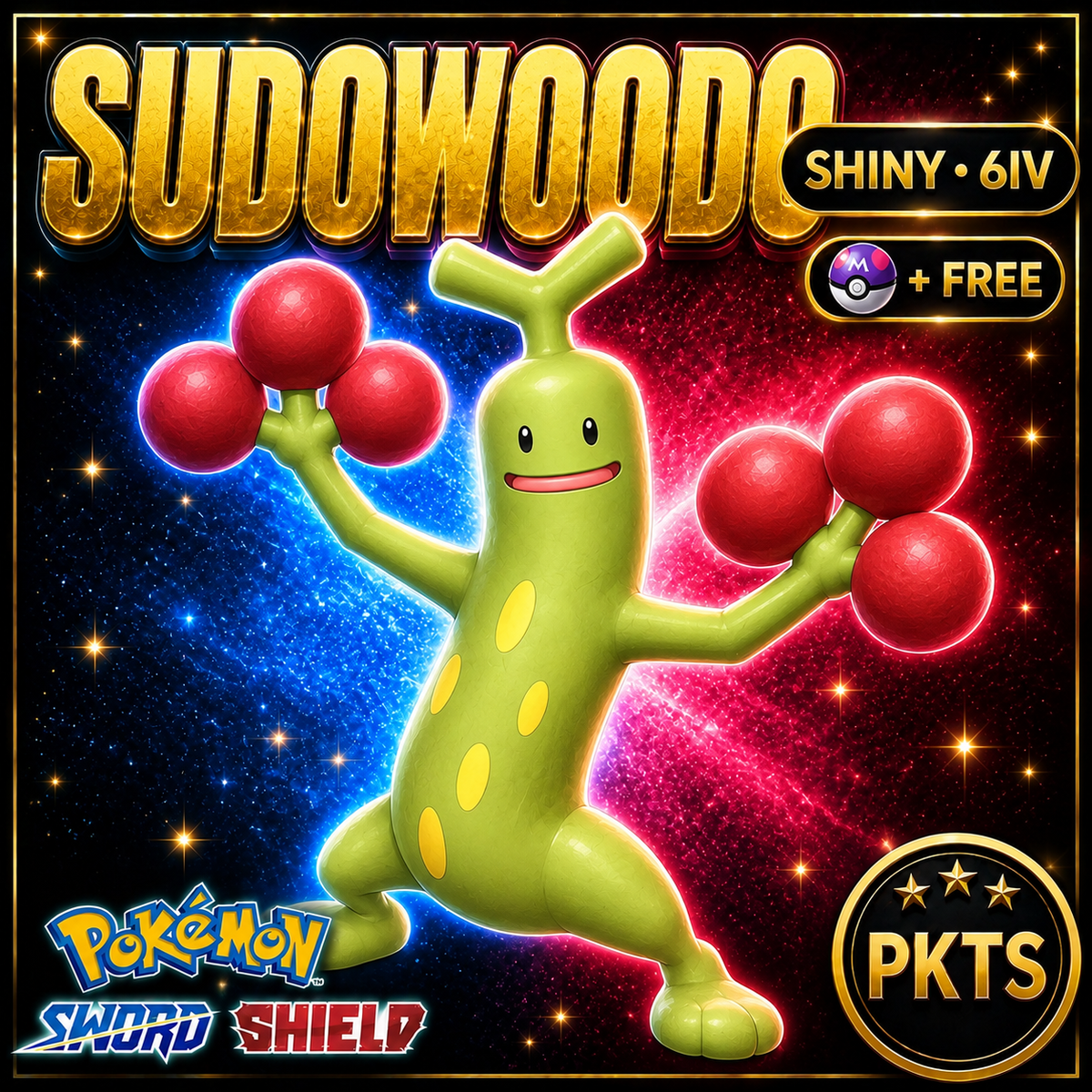 Shiny Sudowoodo Pokémon Sword Shield 6IV PKTS Image 1