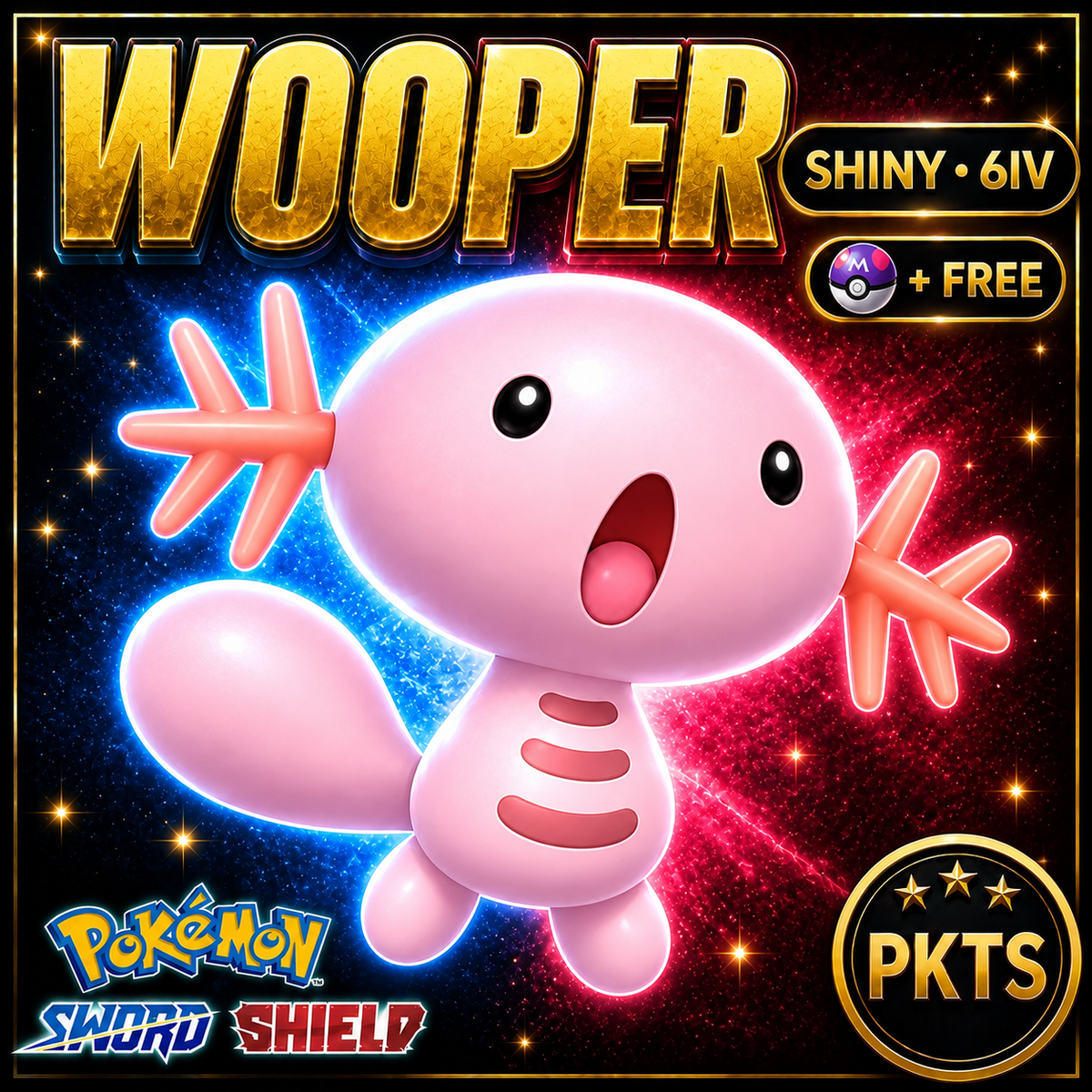 Shiny Wooper Pokémon Sword Shield 6IV PKTS Image 1