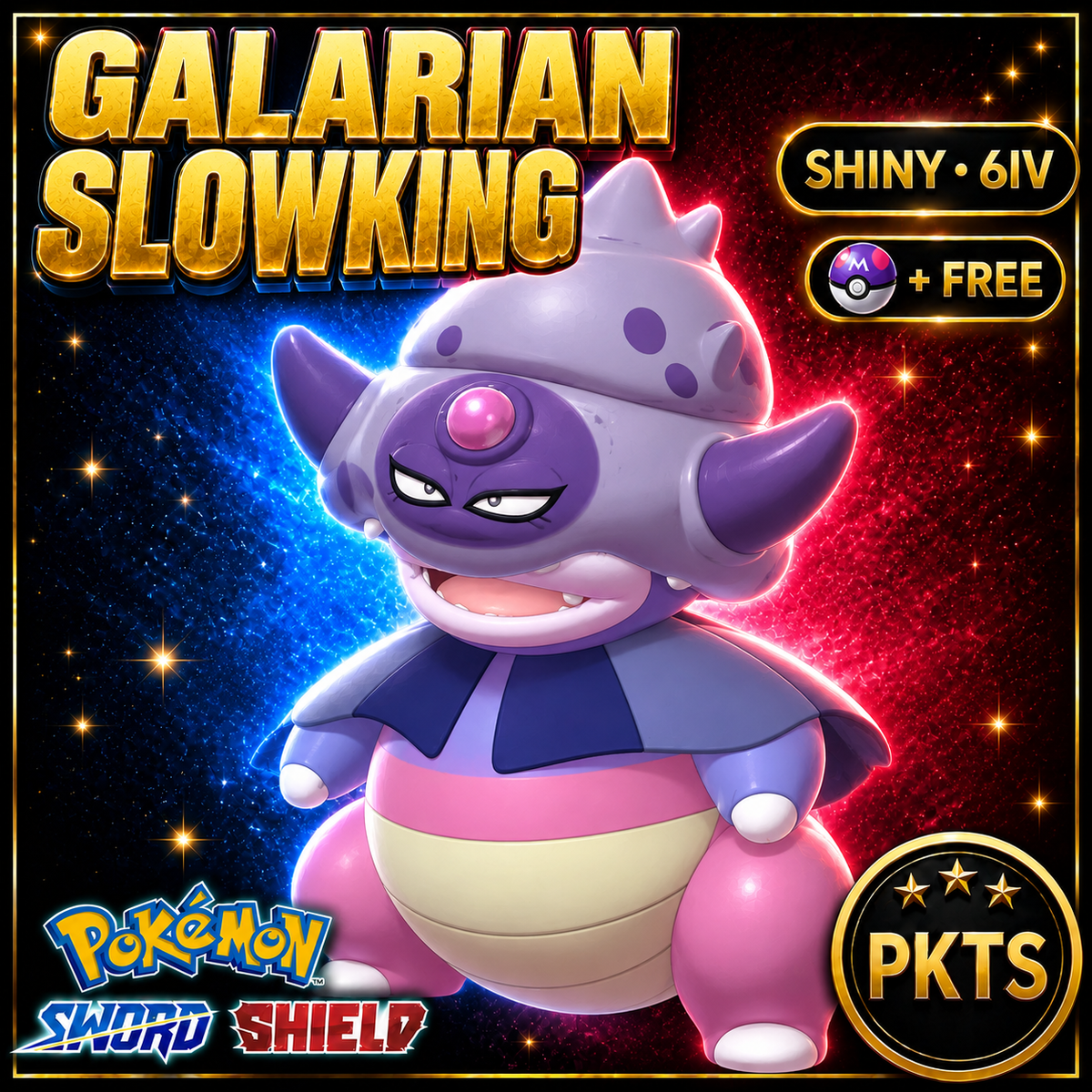 Shiny Galarian Slowking Pokémon Sword Shield 6IV PKTS Image 1