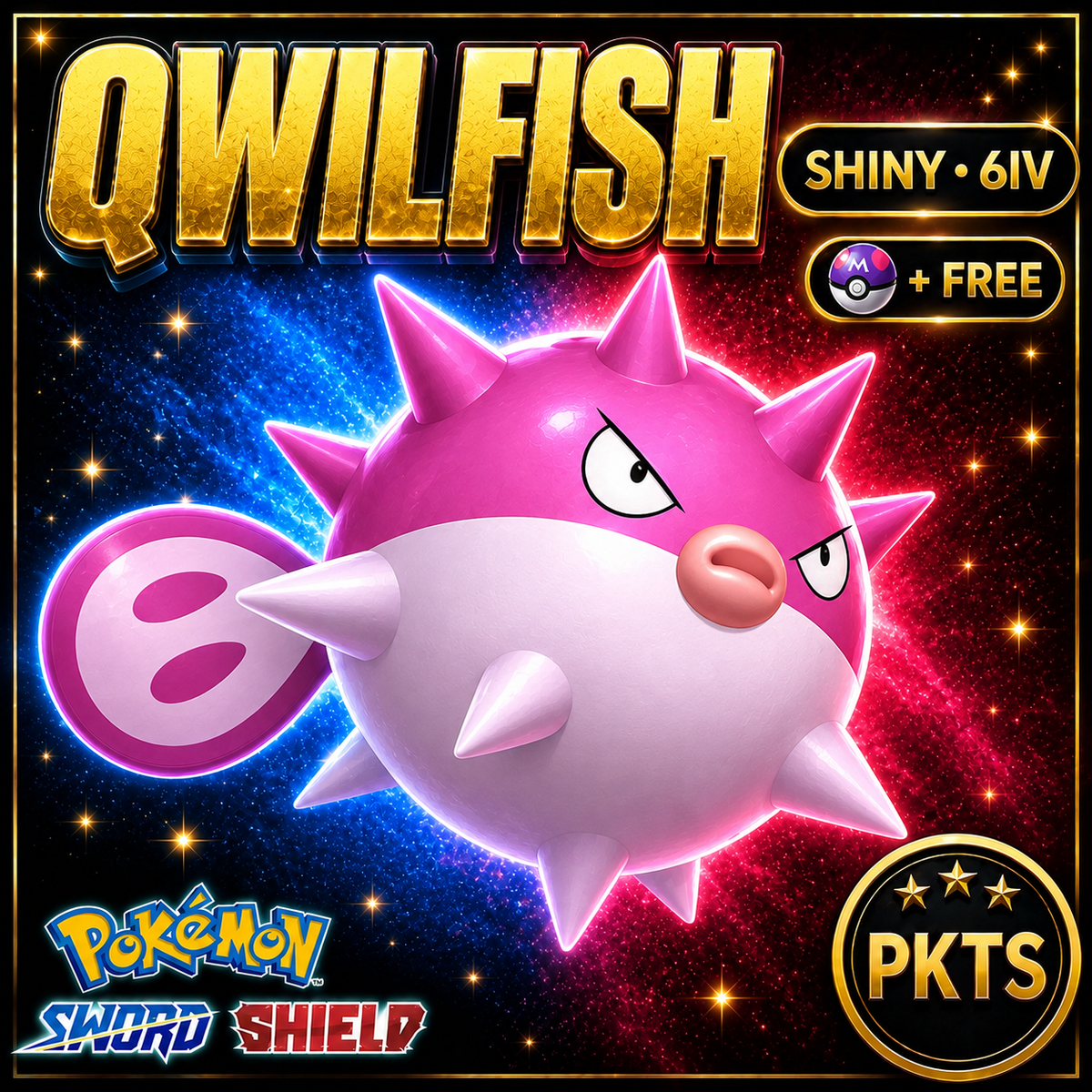 Shiny Qwilfish Pokémon Sword Shield 6IV PKTS Image 1