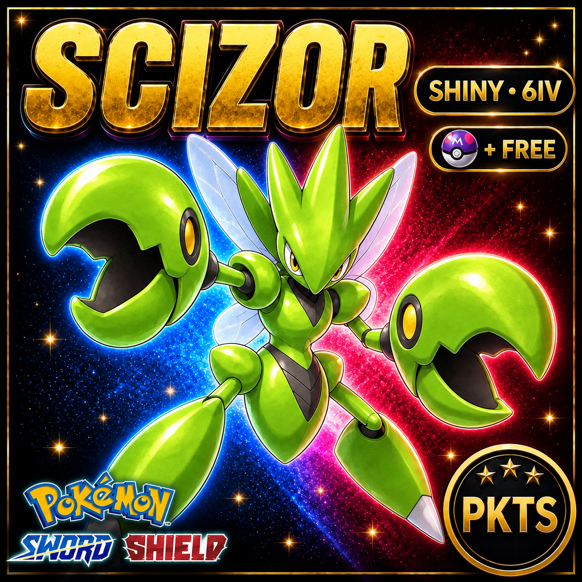 Shiny Scizor Pokémon Sword Shield 6IV PKTS Image 1