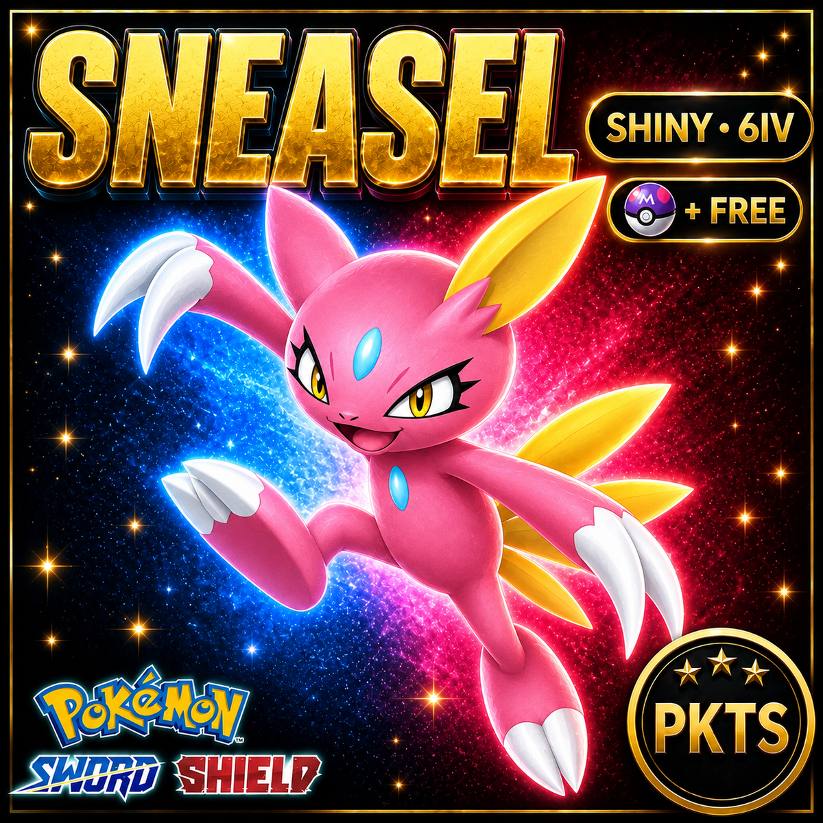 Shiny Sneasel Pokémon Sword Shield 6IV PKTS Image 1