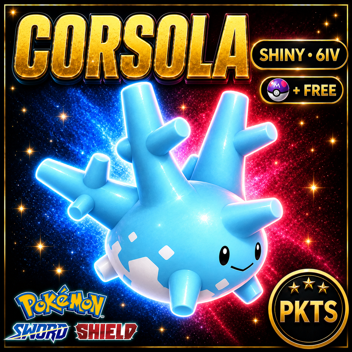 Shiny Corsola Pokémon Sword Shield 6IV PKTS Image 1