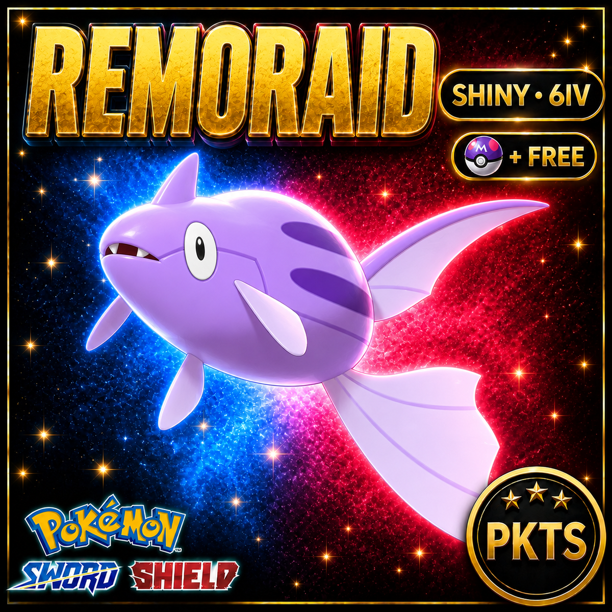 Shiny Remoraid Pokémon Sword Shield 6IV PKTS Image 1