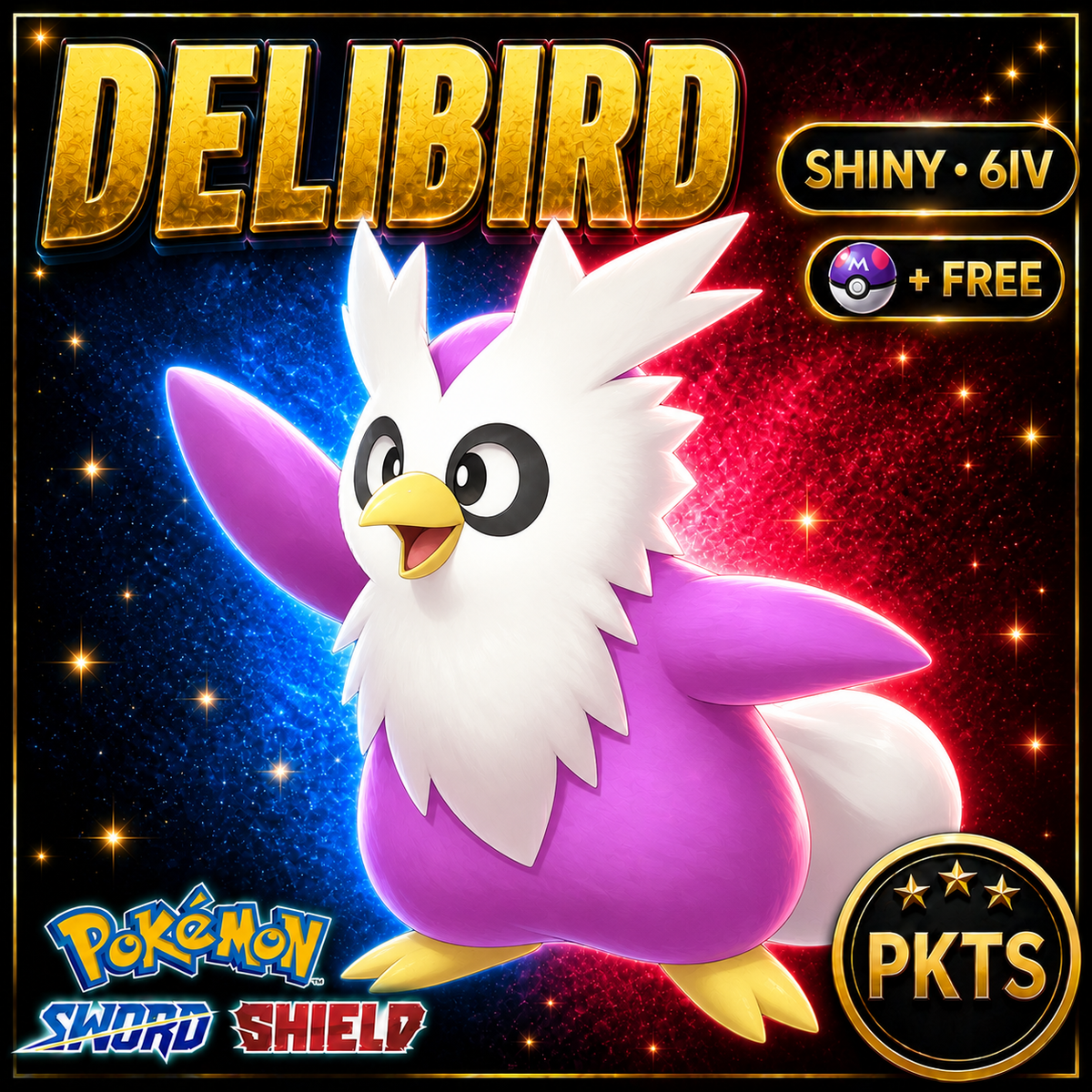 Shiny Delibird Pokémon Sword Shield 6IV PKTS Image 1