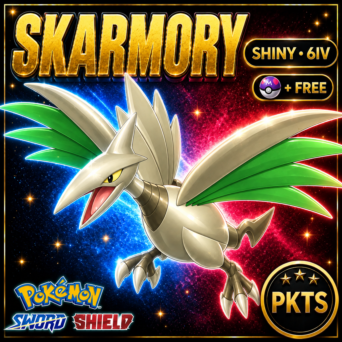 Shiny Skarmory Pokémon Sword Shield 6IV PKTS Image 1
