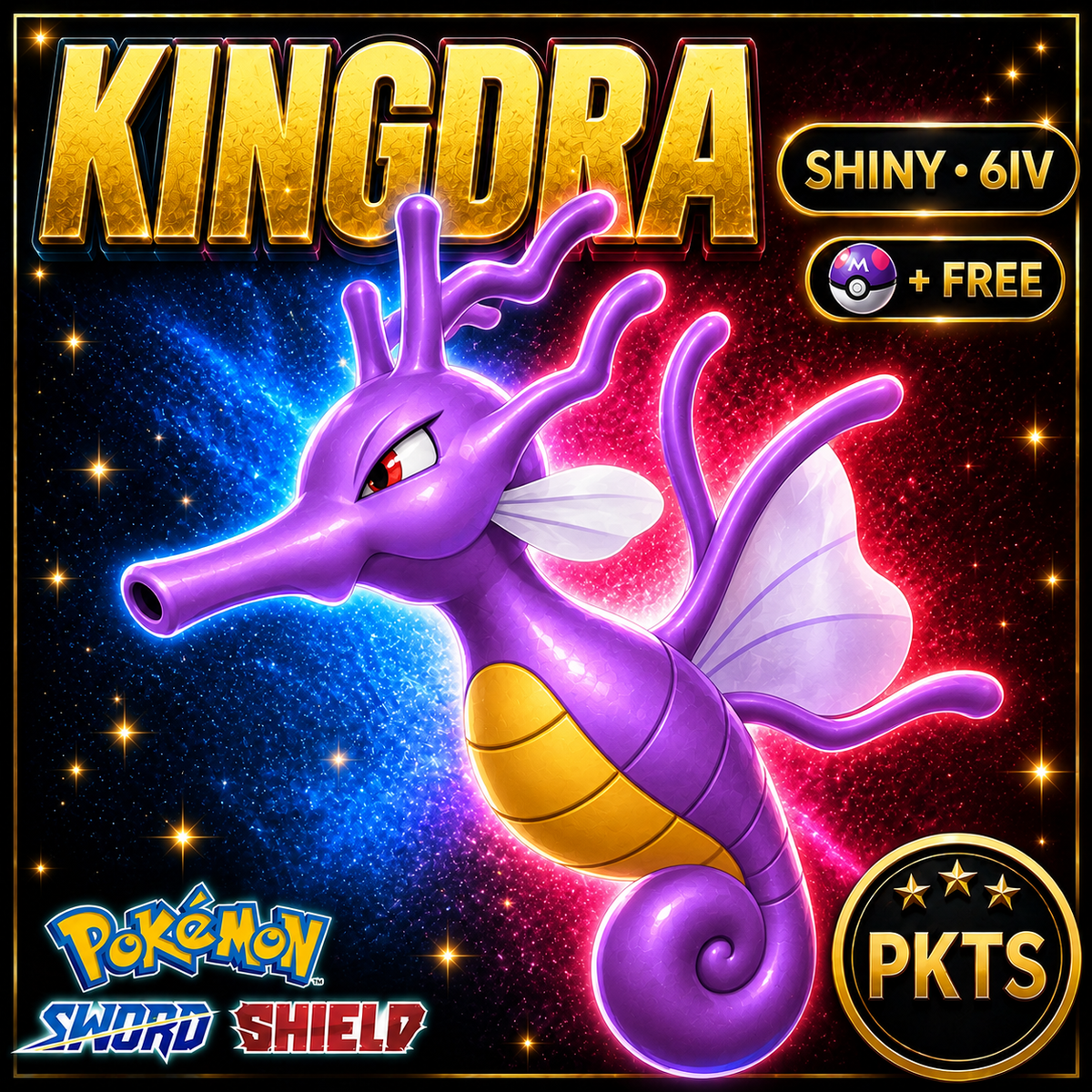 Shiny Kingdra Pokémon Sword Shield 6IV PKTS Image 1