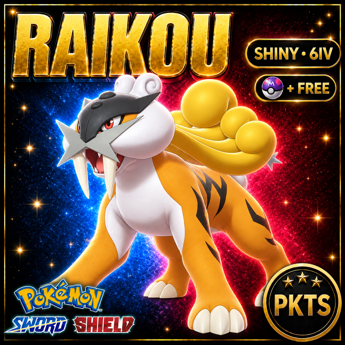 Shiny Raikou Pokémon Sword Shield 6IV PKTS Image 1