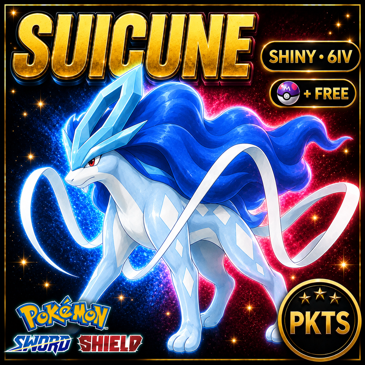 Shiny Suicune Pokémon Sword Shield 6IV PKTS Image 1