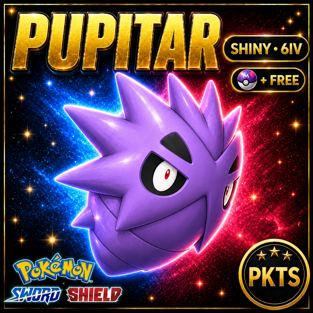 Shiny Pupitar Pokémon Sword Shield 6IV PKTS Image 1
