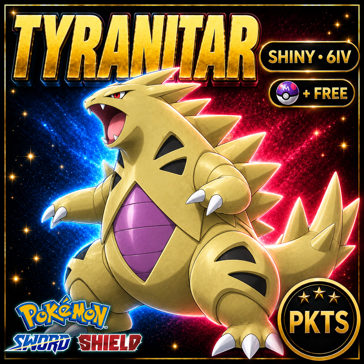Shiny Tyranitar Pokémon Sword Shield 6IV PKTS Image 1