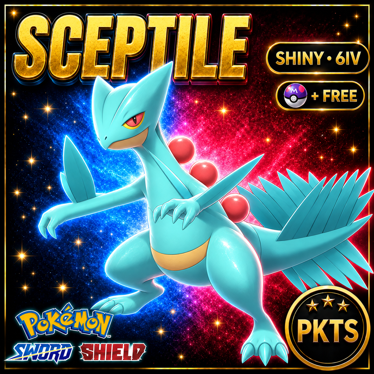 Shiny Sceptile Pokémon Sword Shield 6IV PKTS Image 1
