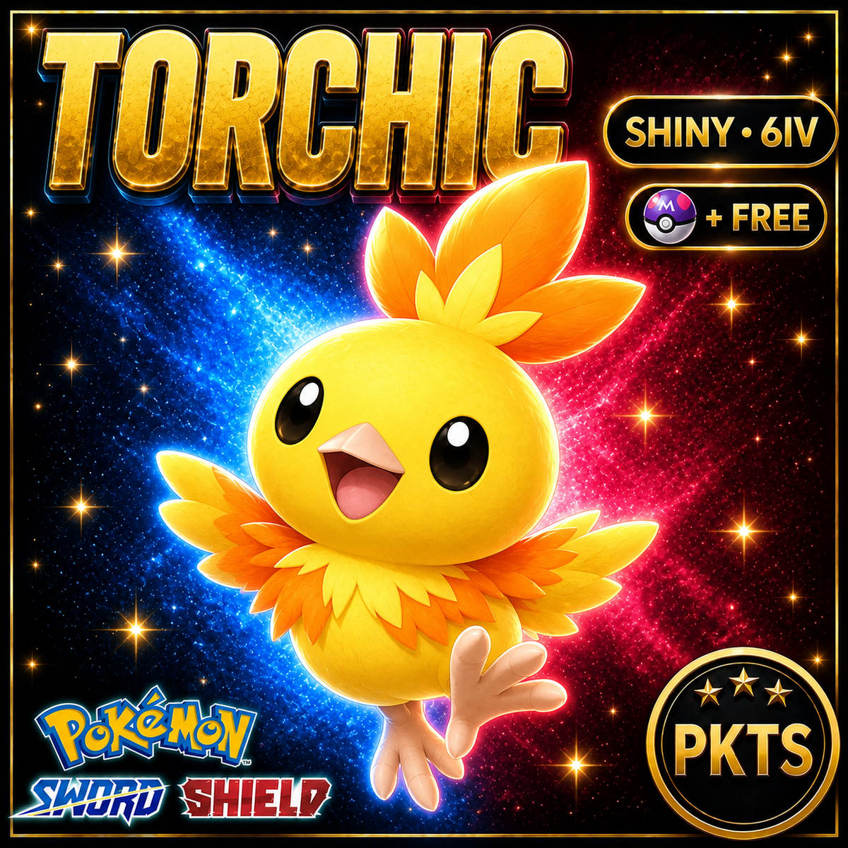 Shiny Torchic Pokémon Sword Shield 6IV PKTS Image 1