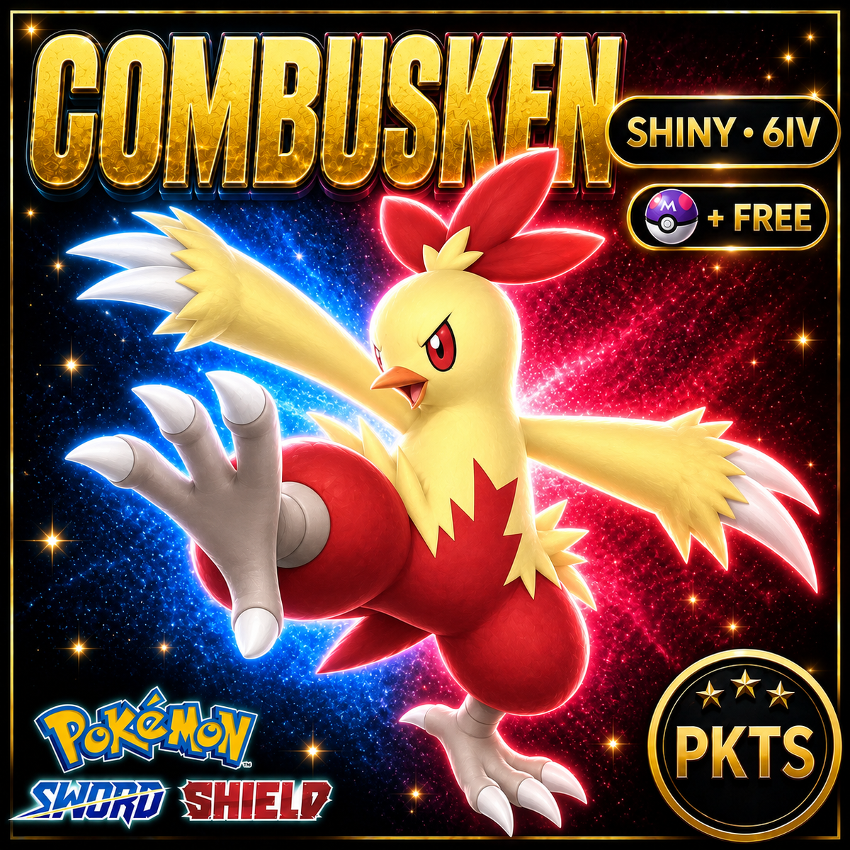 Shiny Combusken Pokémon Sword Shield 6IV PKTS Image 1