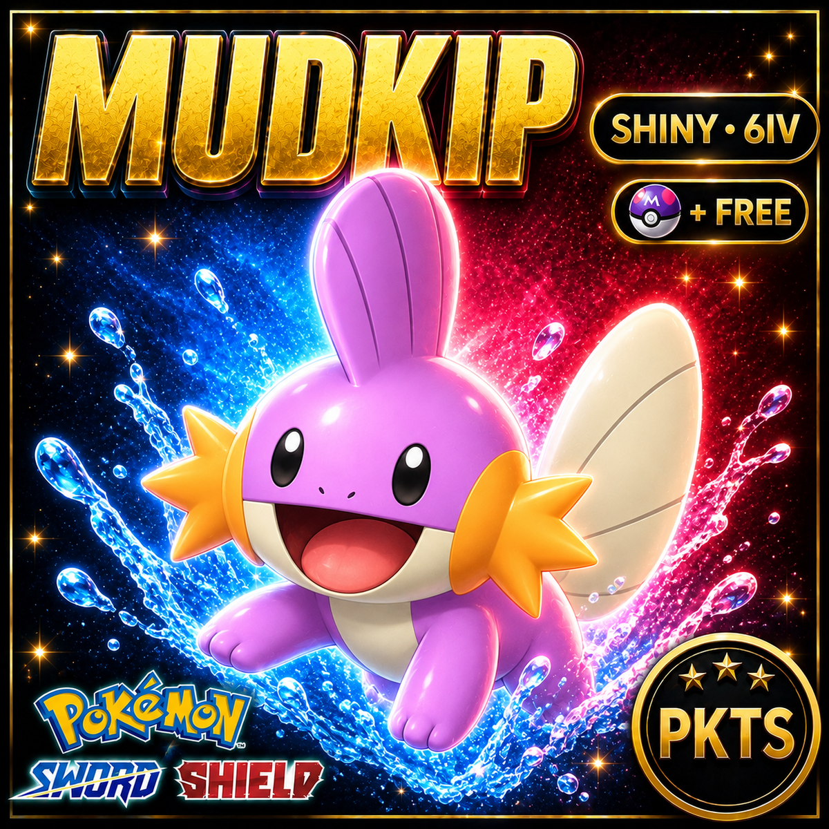 Shiny Mudkip Pokémon Sword Shield 6IV PKTS Image 1