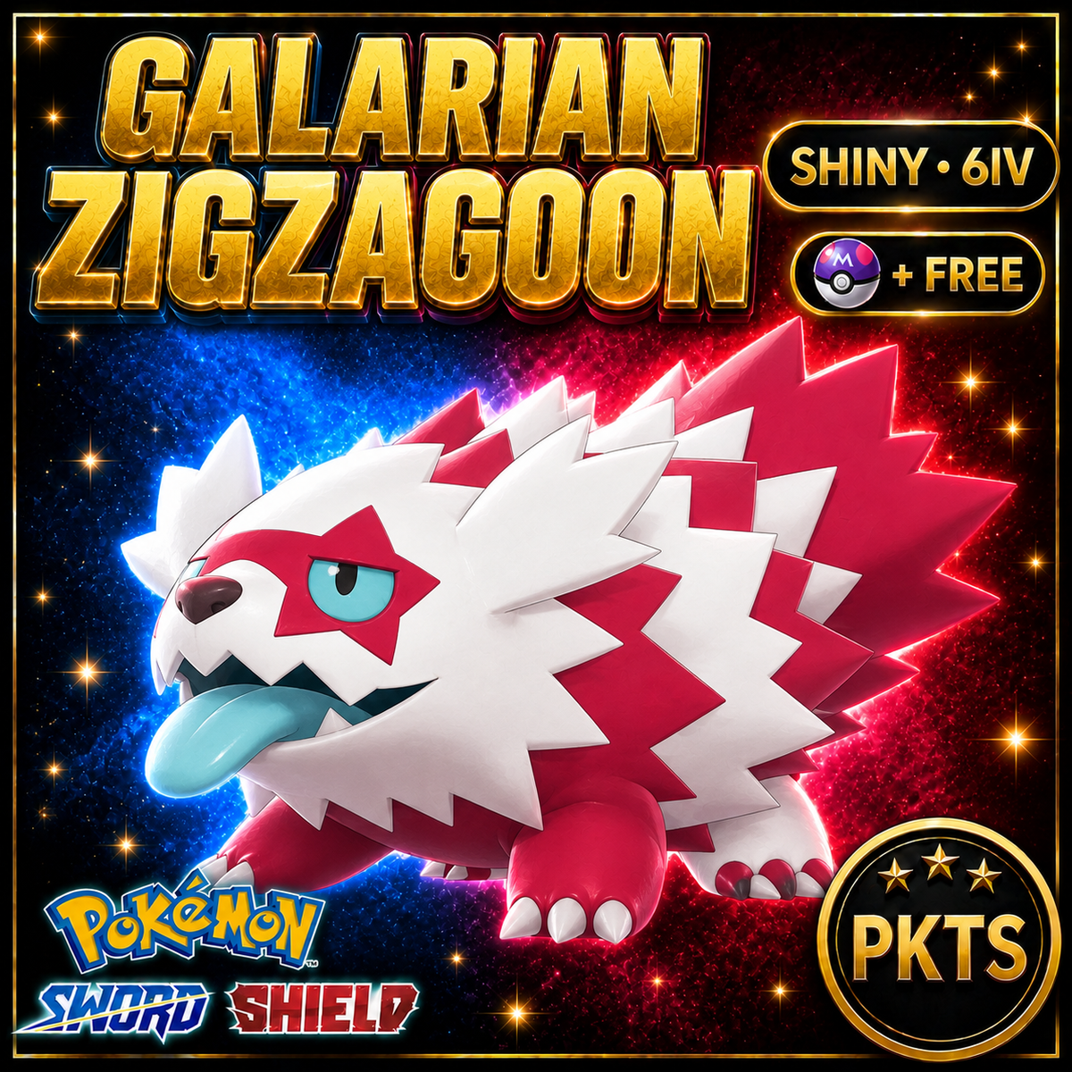 Shiny Galarian Zigzagoon Pokémon Sword Shield 6IV PKTS Image 1