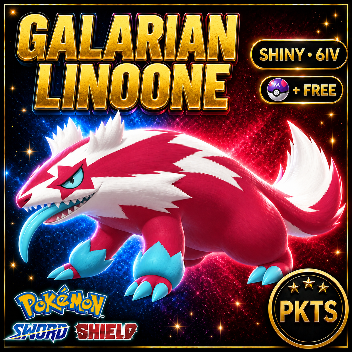 Shiny Galarian Linoone Pokémon Sword Shield 6IV PKTS Image 1