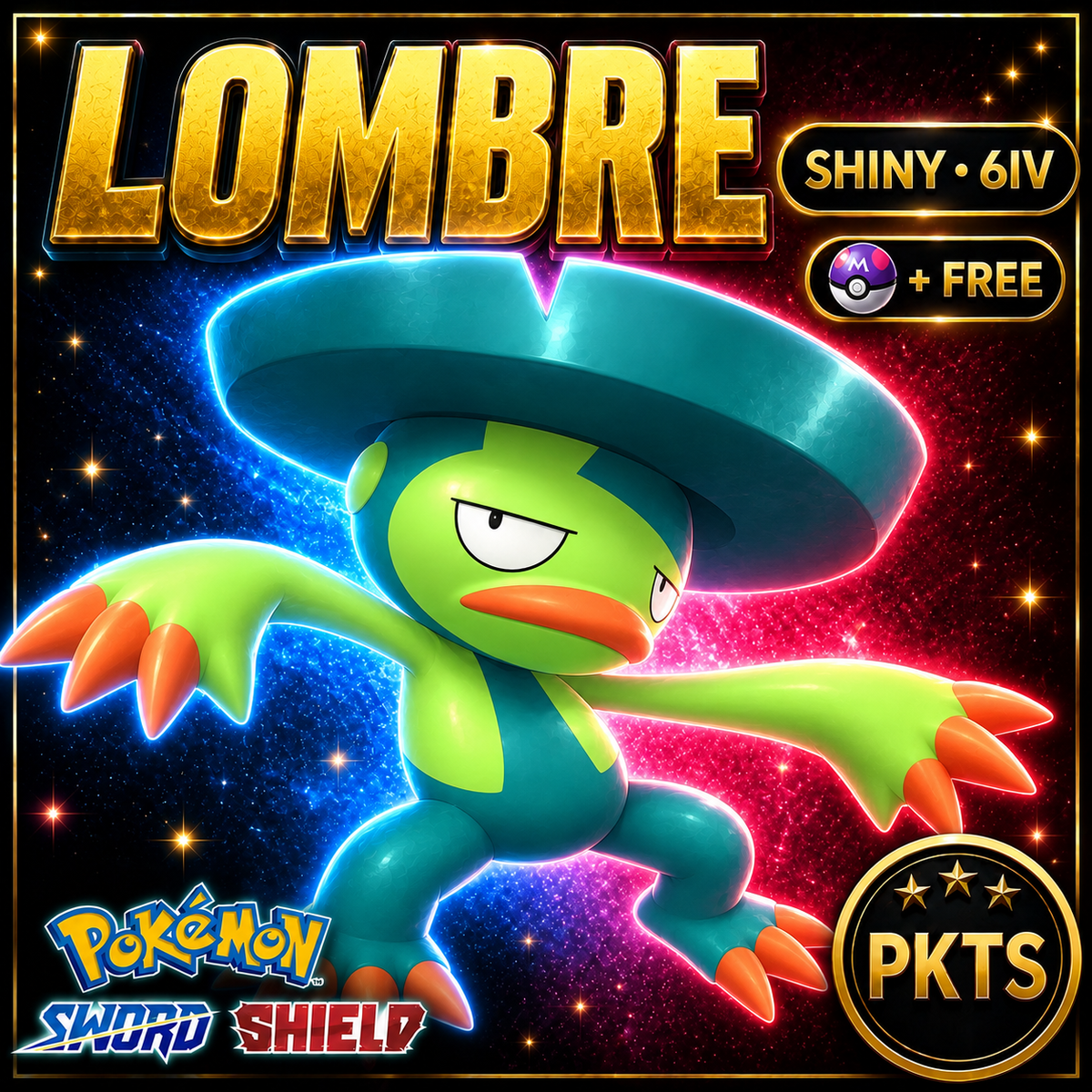 Shiny Lombre Pokémon Sword Shield 6IV PKTS Image 1