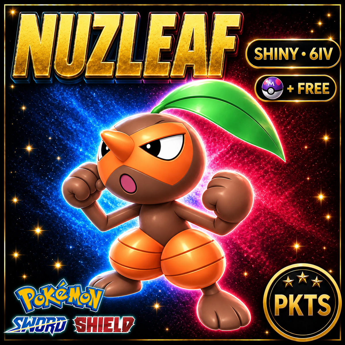 Shiny Nuzleaf Pokémon Sword Shield 6IV PKTS Image 1