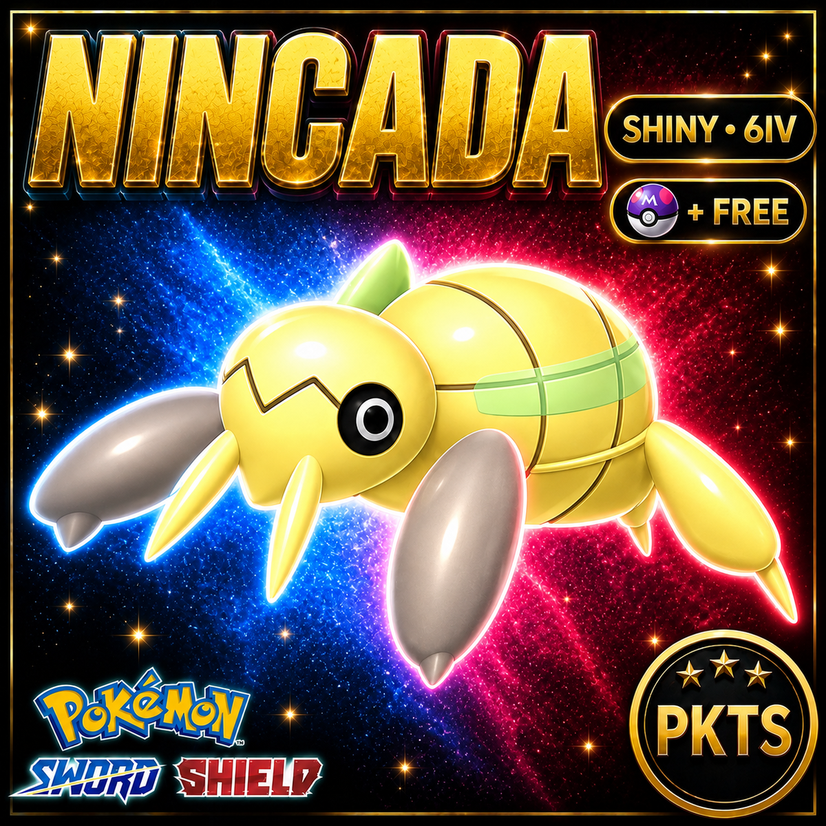Shiny Nincada Pokémon Sword Shield 6IV PKTS Image 1
